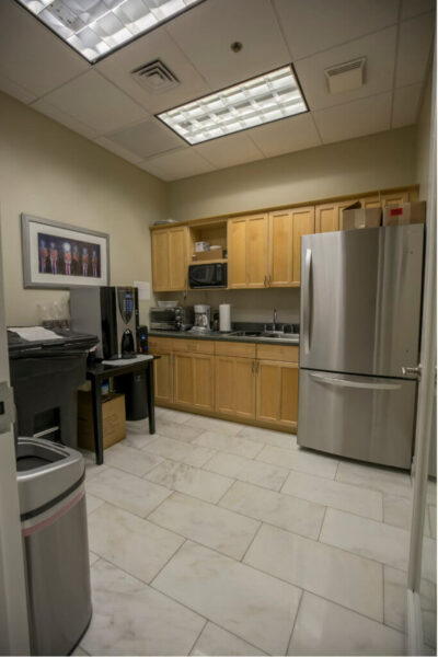 The kitchen of an office building in Boca Raton.