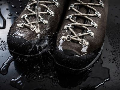 A pair of waterproof work shoes.
