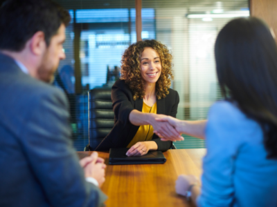 A woman is being interviewed by the human resources of a company asking about work availability.